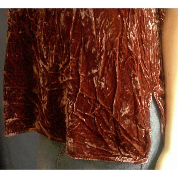 Eileen Fisher Brown Crushed Velvet Tee Top S P - Picture 3 of 10